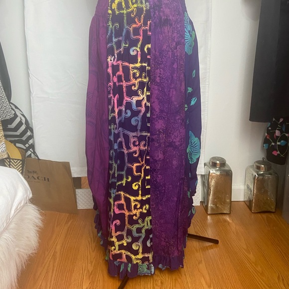 Vintage Tropical Reggae Maxi Skirt with adjustable Ruffles - Picture 2 of 12